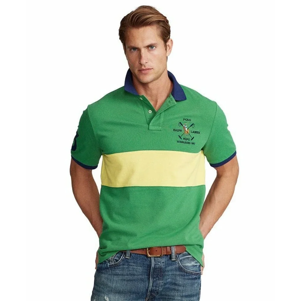 RALPH LAUREN Classic Fit Mesh Polo Shirt Lifeboat‎ Green Size Small
